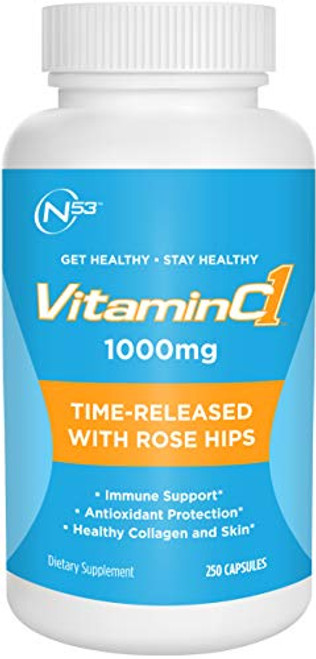 Nutrition 53 VitaminC1- Healthy Vitamin C 1000mg Capsules for Immune Support- Healthy Skin and Collagen Antioxidant Protection Supplement- 250 Capsules Nutrition 53 VitaminC1- Healthy Vitamin C 1000mg Capsules for Immune Support- Healthy Skin and Collagen Antioxidant Protection Supplement- 250 Capsules