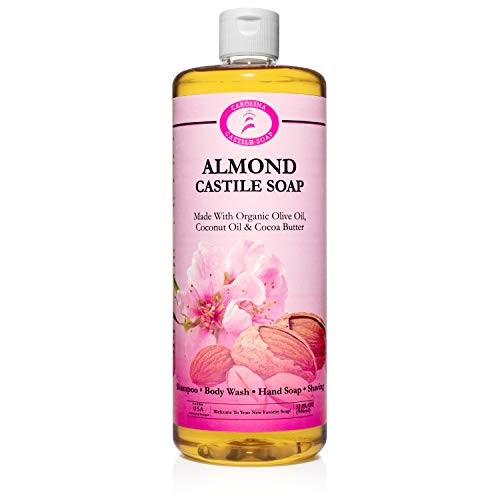 Castile Soap Liquid Almond wOrganic Cocoa Butter- 32 oz - Vegan  and  Pure Organic Soap - Carolina Castile Soap - Concentrated Non Drying All Natural Formula Good for Sensitive Skin
