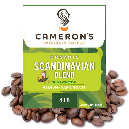 Camerons Coffee Roasted Whole Bean Coffee Organic Scandinavian Blend 4 Pound