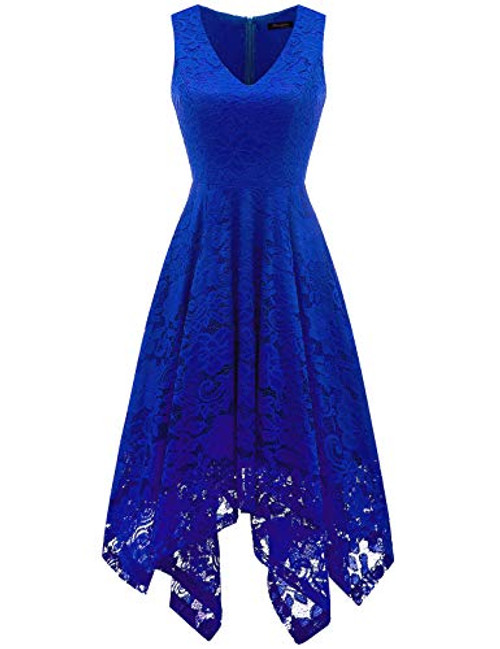 Meetjen Handkerchief Hem Asymmetrical Cocktail Formal Swing Dress Maternity Wedding Dresses for Bride RoyalBlue M Meetjen Handkerchief Hem Asymmetrical Cocktail Formal Swing Dress Maternity Wedding Dresses for Bride RoyalBlue M