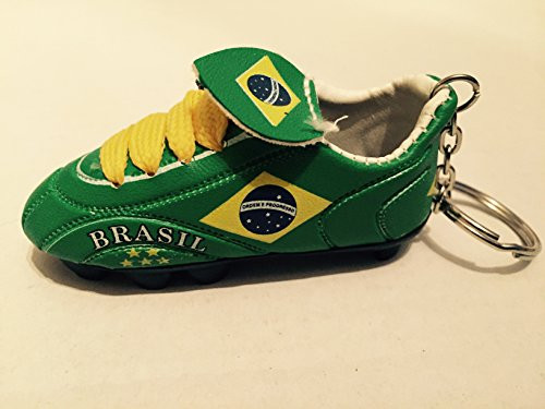 Football Soccer Futbol Mini Shoe KeyChains KeyRings - Americas Country Brasil 2