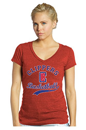 NBA Los Angeles Clippers Womens Premier Triblend Modest V-Neck Tee Small Red