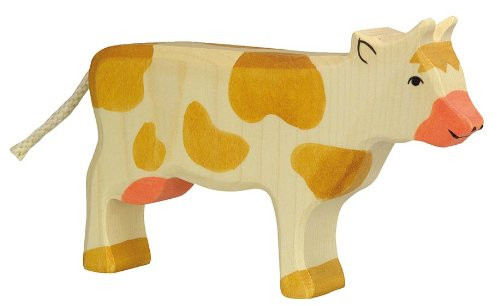 Holztiger Cow Standing Toy Figure Brown Spotted