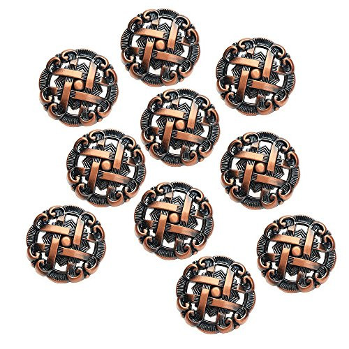 Corasays Round Shape Antique Drawer Cupboard Pulls Handles Wardrobe Drawer Cabinet Door Kitchen Knobs and Handles, Pack of 10 (Red Bronze)