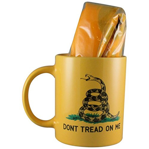 Yellow Gadsden Coffee Mug w 12inch X 18inch Gadsden - Dont Tread on Me Flag