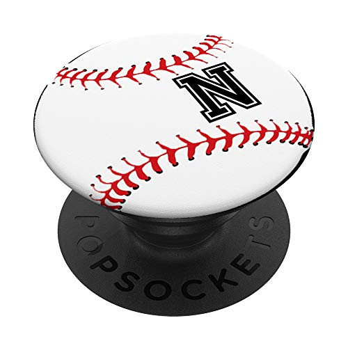 Baseball Player Initial N Letter Monogram Name inchNinch Ball Gift PopSockets Grip and Stand for Phones and Tablets