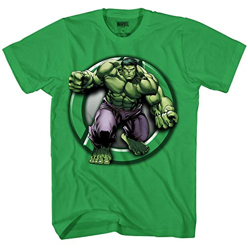 Marvel Boys Avengers Iron Man Hulk T-Shirt Kelly Green Medium