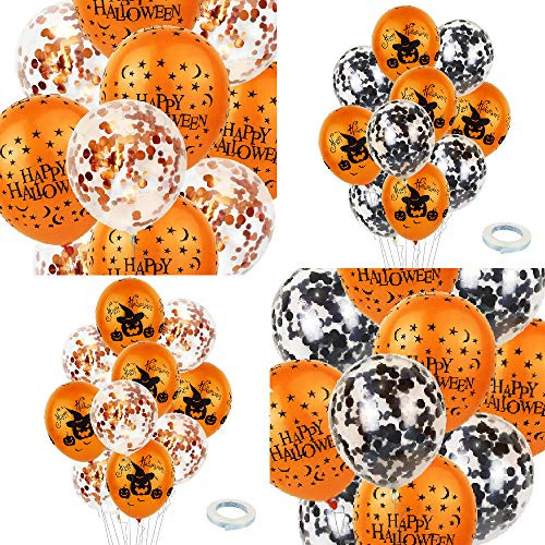 40 Pcs Halloween Latex Balloons - 12 Inch Pumpkin Bat Ghost Skull Specter Spider Web Balloons for Halloween Party Decorations Trick or Treat Toys
