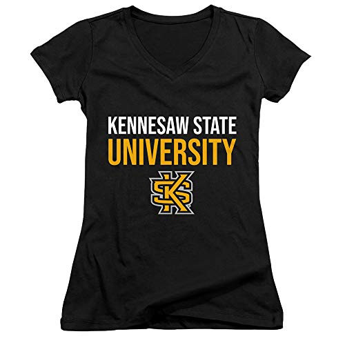 Kennesaw State University Official Stacked Juniors Sheer Fitted V-Neck T Shirt Black Medium Kennesaw State University Official Stacked Juniors Sheer Fitted V-Neck T Shirt Black Medium