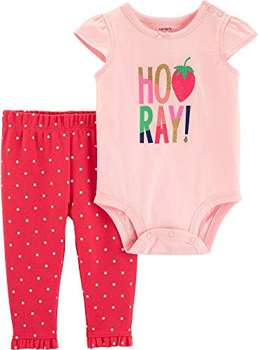 Carters Baby Girls Hooray Polka Dot Bodysuit Set 6 Months PinkWhite