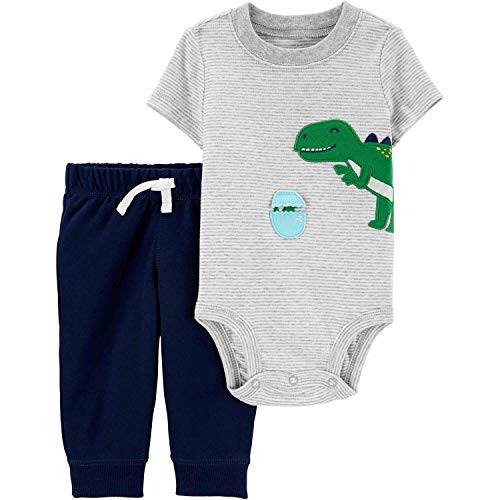 Carters Baby Boys 2-Piece Bodysuit and Pants Set 9 Months Blue Gray Dinosaur