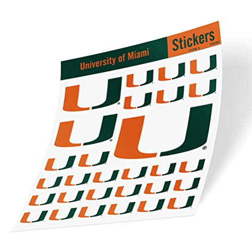 University of Miami NCAA Sticker Vinyl Decal Laptop Water Bottle Car Scrapbook Type 3 Sheet C