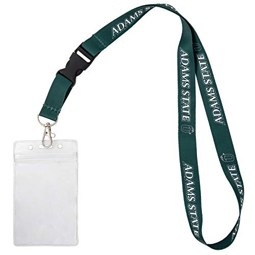 Adams State University NCAA Car Keys College ID Badge Holder Lanyard Keychain Detachable Breakaway Snap Buckle w Pouch Green