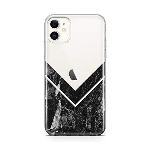 Casely iPhone 11 Phone Case - Sleek Black Marble V Clear Case - 360 Degree Coverage for Your Phone - Precise Cutouts 1mm Raised Lip Camera Protection - Classic