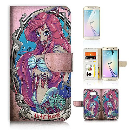 ( For Samsung S7 Edge , Galaxy S7 Edge ) Wallet Case Cover & Screen Protector Bundle A0404 Zombie Mermaid