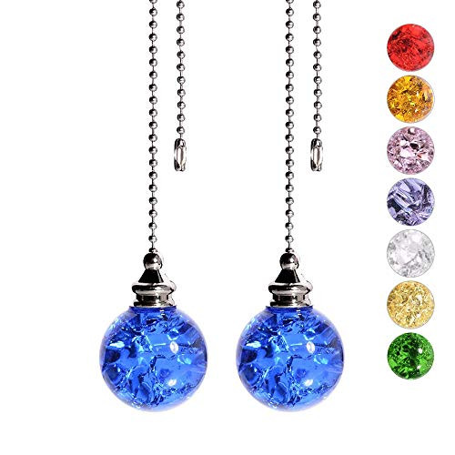 Ceiling Fan Pull Chain Decorative Crstal Fan Pull Chain Extension Ceiling Fan Pull Chain Ornaments with 21 Inches 3.2mm Diameter Beaded Ball Fan Pull Chain Extender 2Pack Blue