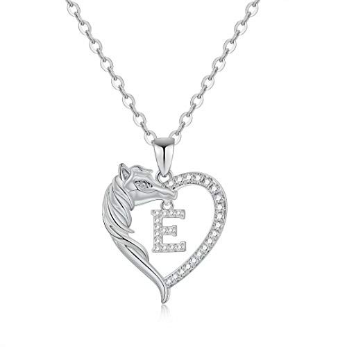 Horse Gifts for Women Girls Dainty Horse Initial Necklace 14k Silver Plated Cubic Zirconia Letter E Initial Pendant Forever Love Heart Necklaces Personalized Gifts Horse Necklace for Girls Women Horse Gifts for Women Girls Dainty Horse Initial Necklace 14k Silver Plated Cubic Zirconia Letter E Initial Pendant Forever Love Heart Necklaces Personalized Gifts Horse Necklace for Girls Women
