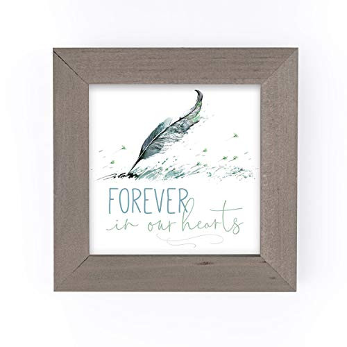 P. Graham Dunn Forever in Our Hearts Green Feather 5 x 5 Pine Wood Driftwood Framed Art Sign