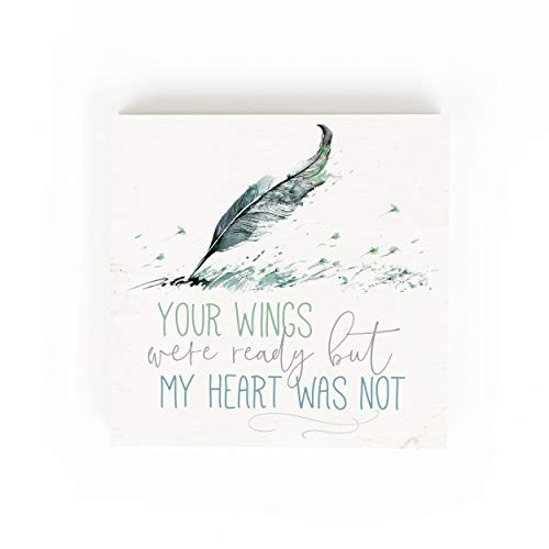 P. Graham Dunn Your Wings were Ready Green Feather 5.38 x 5.38 Pine Wood Word Block Plaque