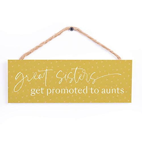 P. Graham Dunn Promoted to Aunt Floral Yellow 10 x 3.38 Pine Wood Hanging Décor String Sign