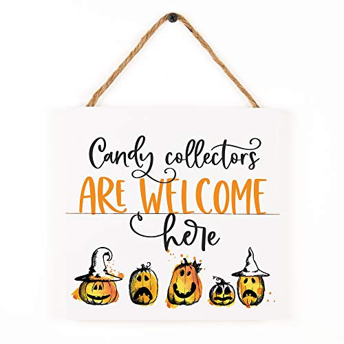 P. Graham Dunn Candy Collectors Welcome Classic White 7 x 7 Pine Wood Harvest String Sign
