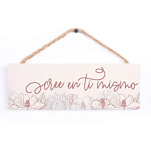 P. Graham Dunn Cree En Ti Mismo Floral Cream 10 x 3.375 Pine Wood Decorative String Sign