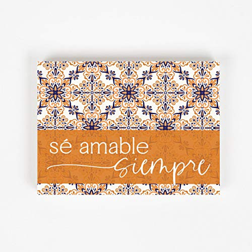 P. Graham Dunn Se Amable Siempre Floral Orange 7.25 x 5.375 Pine Wood Tabletop Block Sign
