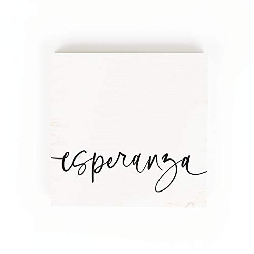 P. Graham Dunn Esperanza Classic White 5.375 x 5.375 Pine Wood Decorative Tabletop Block Sign