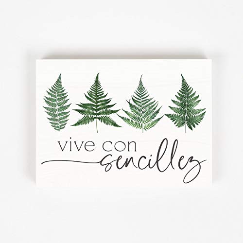 P. Graham Dunn Vive Con Sencillez Classic White 7.25 x 5.375 Pine Wood Tabletop Block Sign