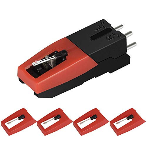 banpa 5 Pieces Record Player Needle with 1 Cartridge Turntable Diamond Replacement Stylus for Vinyl Record Player