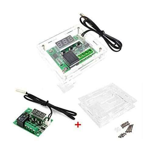 XH-W1219 Temperature Controller Module with Case Display Digital Thermostat Module with Waterproof NTC Probe -50~110? Electronic Temperature Temp Control Module Switch W1209  plus  Acrylic Box