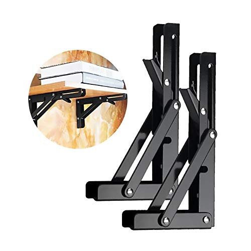 Folding Shelf Brackets 8 Stainless Steel Wall Mounted Shelf Bracket for Bench Table Support Space Saving for Table Work Bench Folding Laundry Shelf Table Shelf Brackets for Shelves