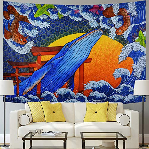 Japanese Ukiyo-e Tapestry Whale Tapestry Great Sea Wave Tapestry Sunset Koi Animal Tapestry Blue Ocean Landscape Tapestry Wall Hanging for Bedroom Japanese Ukiyo-e Tapestry Whale Tapestry Great Sea Wave Tapestry Sunset Koi Animal Tapestry Blue Ocean Landscape Tapestry Wall Hanging for Bedroom