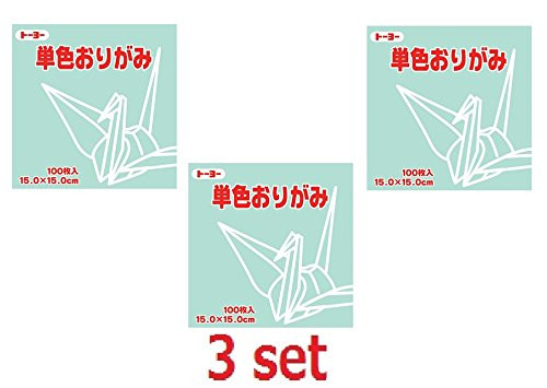 3 x Toyo Origami Paper Single Color - Light Green - 15cm, 100 Sheets