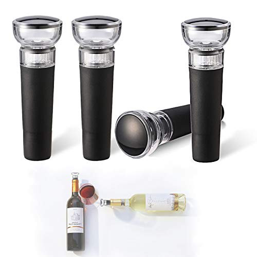 Vacuum Wine Stoppers Reusable Wine Bottle Stoppers Rubber Stoppers Wine Accessories Wine Saver Vacuum Pump Wine Toppers Stopper Keep Wine Fresh Wine Preserver for Wine Gifts 4 Pack