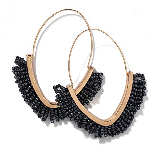 Beaded Dangle Earrings V-shaped Beaded Earrings Statement Beaded Drop Fringe Earrings Boho Handmade Bead Tassel Earrings Jewelry Gift for Women Girls Beaded Dangle Earrings V-shaped Beaded Earrings Statement Beaded Drop Fringe Earrings Boho Handmade Bead Tassel Earrings Jewelry Gift for Women Girls