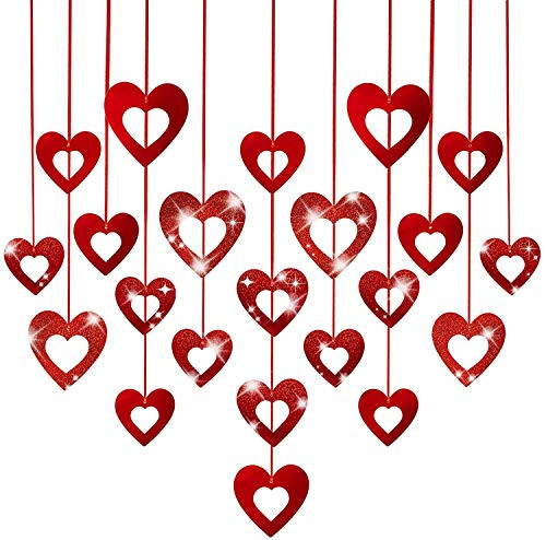 Valentines Day DecorationsValentines Day BannersValentines Day Glitter Heart Swirl Hanging Decoration- Bridal Shower Engagement WeddingBirthday Party Decorations