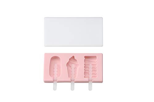 MBODM Popsicle Ice Mold Maker Set-3 Pieces Silicone Ice Pop Molds Reusable Ice Cream DIY Pop Molds Holders With Tray  and  Sticks Popsicles C