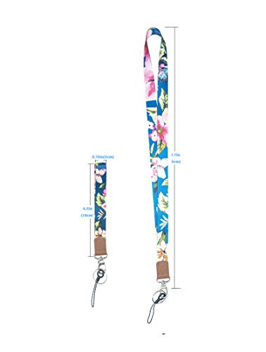 with ID Holder Key Chain Wrist Strap Badge Mobile Phones Wallets Car Key Lanyards Durable Premium Quality Wristlet Strap Neck Lanyard Blue Butterfly