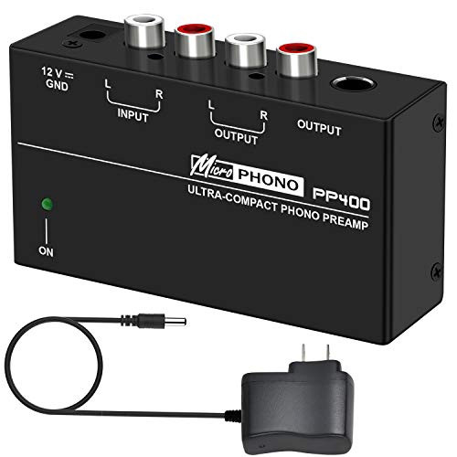 Phono Turntable Preamp - Mini Electronic Audio Stereo Phonograph Preamplifier with RCA Input RCATRS OutputLow Noise Operationwith 12 Volt DC Adapter PP400 Phono Turntable Preamp - Mini Electronic Audio Stereo Phonograph Preamplifier with RCA Input RCATRS OutputLow Noise Operationwith 12 Volt DC Adapter PP400