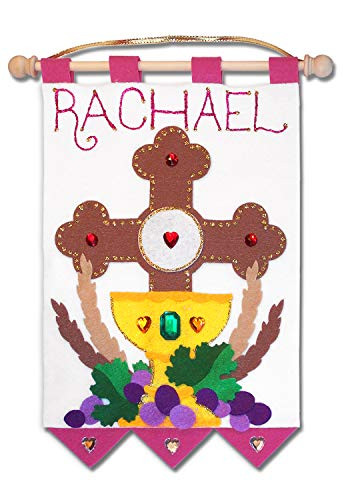 First Communion Banner Kit - 9 x 12 - Cross - Pink