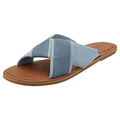 TOMS Womens Flat Slide Sandal Navy 10