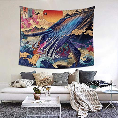 GeTJonesRiGhT Japanese Ukiyo-E Tapestry The Great Wave Tapestry Hippie Koi Whale Sunset Tapestry Psychedelic Sun Animal Ocean Tapestry for Dorm Bedroom Living Room Sunset Wave 60x51in152x130 cm GeTJonesRiGhT Japanese Ukiyo-E Tapestry The Great Wave Tapestry Hippie Koi Whale Sunset Tapestry Psychedelic Sun Animal Ocean Tapestry for Dorm Bedroom Living Room Sunset Wave 60x51in152x130 cm