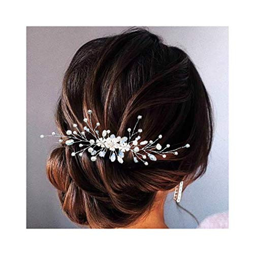 Campsis Crystal Bridal Wedding Hair Pins Peral Hairpin Flower Bride Hair Accessories for Women and Girls Silver Campsis Crystal Bridal Wedding Hair Pins Peral Hairpin Flower Bride Hair Accessories for Women and Girls Silver