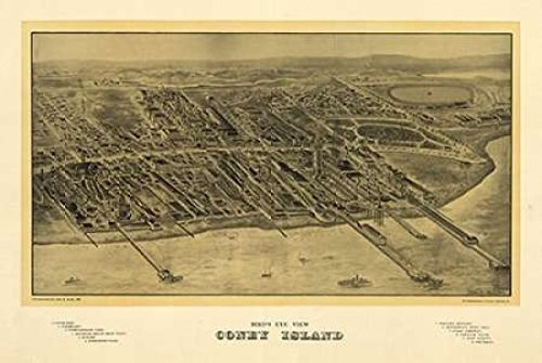 Posterazzi 1906 Coney Island Map Poster Print by N. Harbick 10 x 14