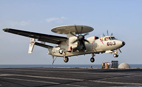 An E-2C Hawkeye landing on the flight deck of USS George HW Bush Poster Print by Giovanni CollaStocktrek Images 17 x 11