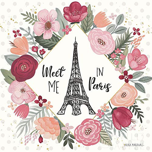 Posterazzi Collection Paris is Blooming V Poster Print by Laura Marshall 12 x 12