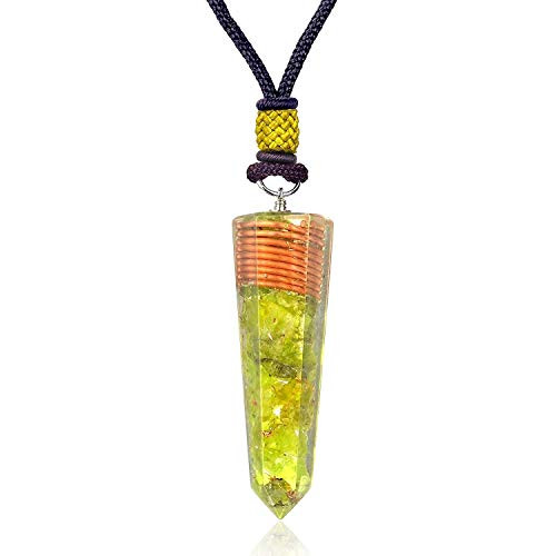 India G Stones Necklace for EMF Protection and Spiritual Healing Orgone Chakra Healing Pendant with Adjustable Black Cord 7 Tear Drop Yellow