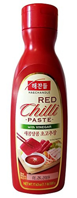 CJ Haechandle Gochujang Hot Pepper Paste Red Chilli Paste wVinegar 500 Gram CJ Haechandle Gochujang Hot Pepper Paste Red Chilli Paste wVinegar 500 Gram