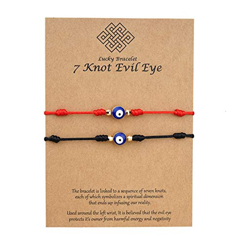 tenghong2021 Evil Eye 7 Knots Lucky Bracelets Set Adjustable Red String Amulet Handmade Waterproof Lucky Bracelet for Protection Good Luck String Bracelet Kabbalah Friendship Bracelets -E tenghong2021 Evil Eye 7 Knots Lucky Bracelets Set Adjustable Red String Amulet Handmade Waterproof Lucky Bracelet for Protection Good Luck String Bracelet Kabbalah Friendship Bracelets -E